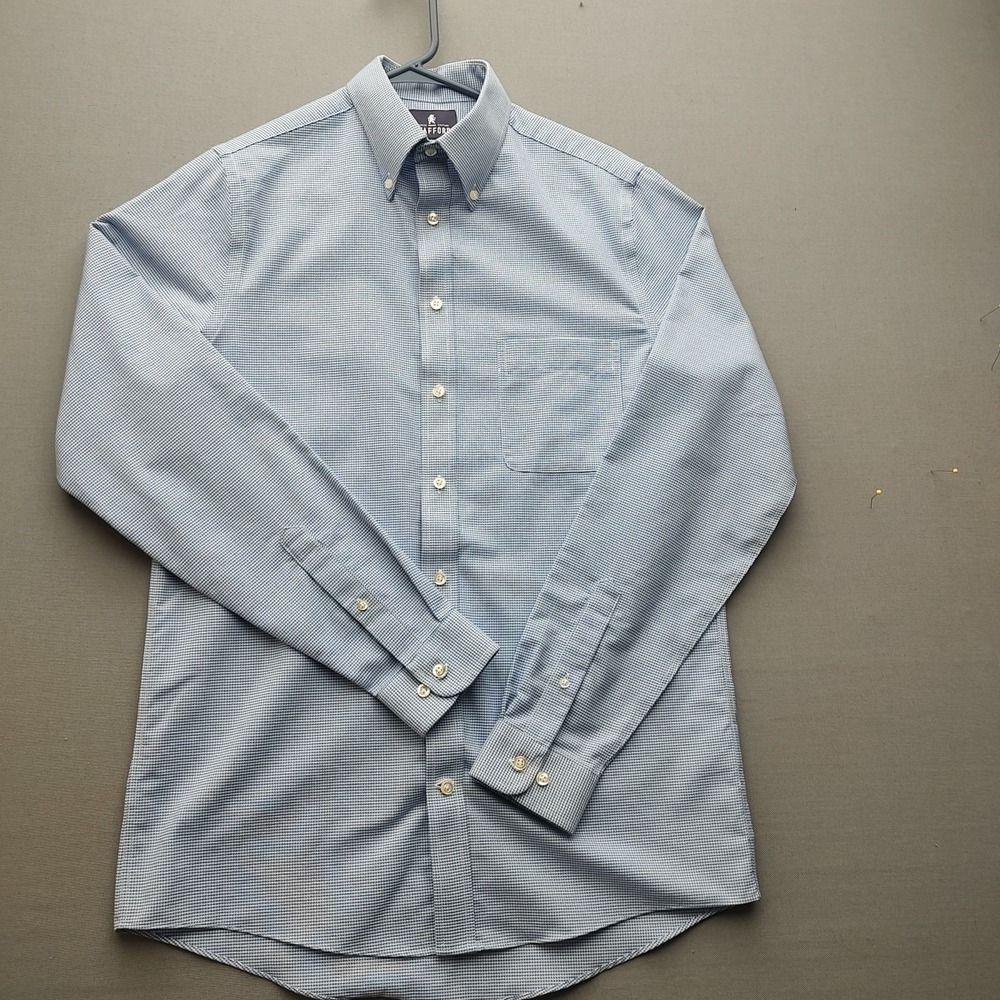 Stafford Wrinkle-free Oxford Men's Blue Plaid Button Up Shirt Ls 15 34-35